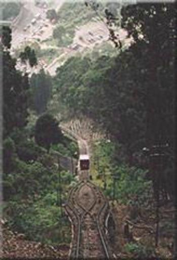 Passing loop seen from above with car 2 of 1962. Monserrate, Colombia.
