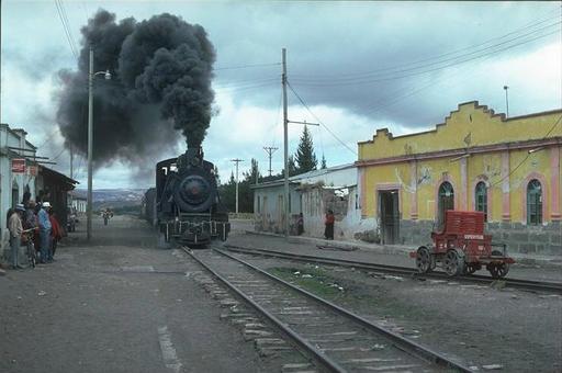Mountain engine 58 with special train at Palmira between Alausi and Riobamba, Ecuador.