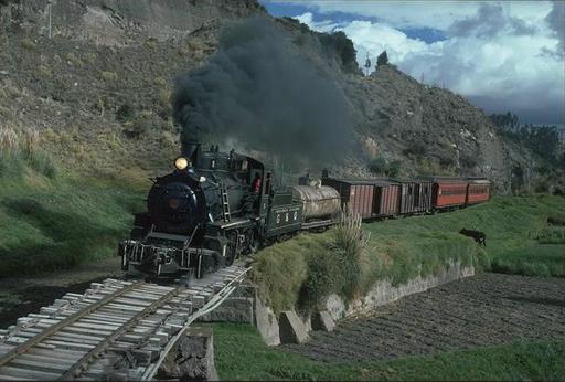 Special train with mountain engine 58 on the way from  Riobamba to Ambato, Ecuador.