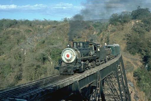 Steam train with locomotive 205 ascending from Rancho to Guatemala City. Near Agua Caliente.