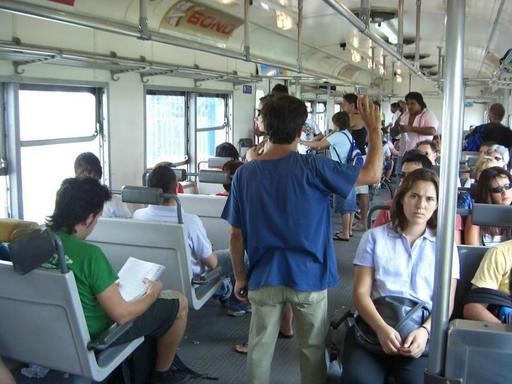 Inside the electric TBA-train.