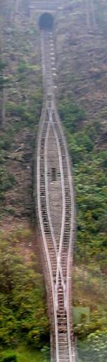 Passing loop and tunnel entrance. Monserrate, Colombia.