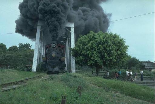 Lowland engine 11 crosses a bridge before reaching Yaguachi, Ecuador.