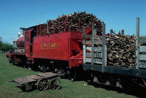 Burning wood for steam engine 59.